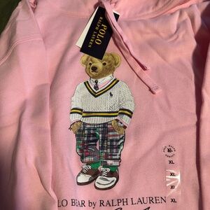 Polo Bear Hoodie Pink Mens Size XL